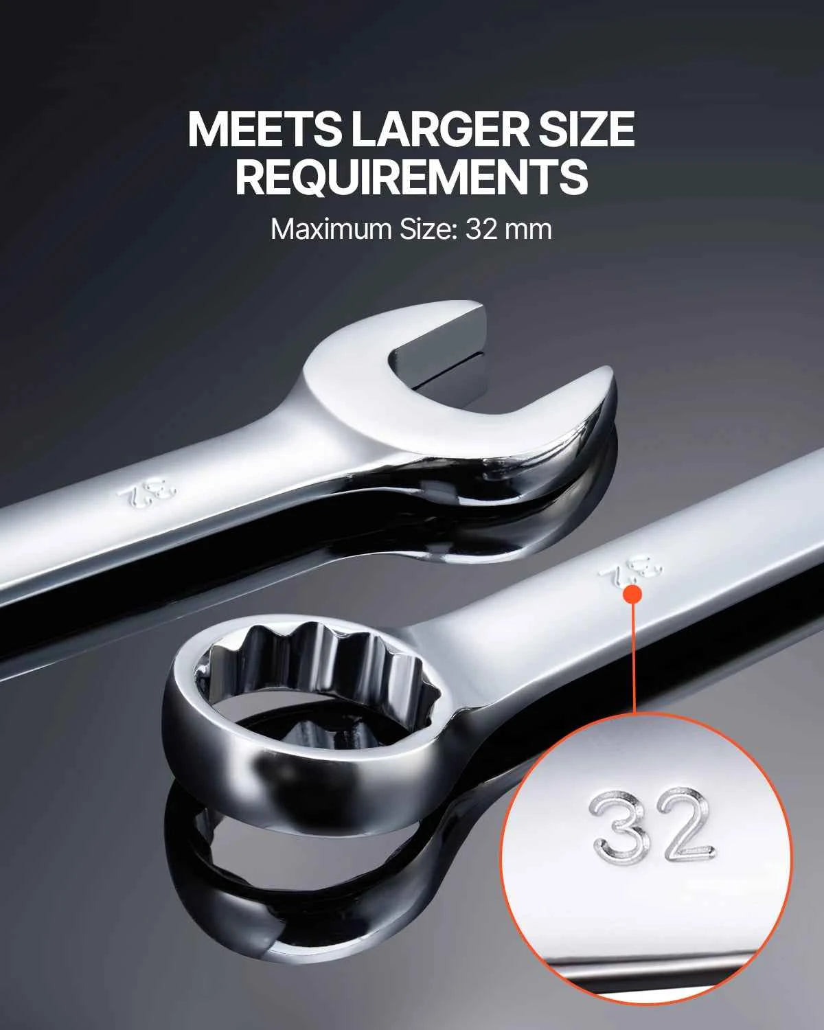 25-Piece Combination Wrench Set with Roll-Up Pouch, Metric 6 mm to 32 mm, Carbon Steel