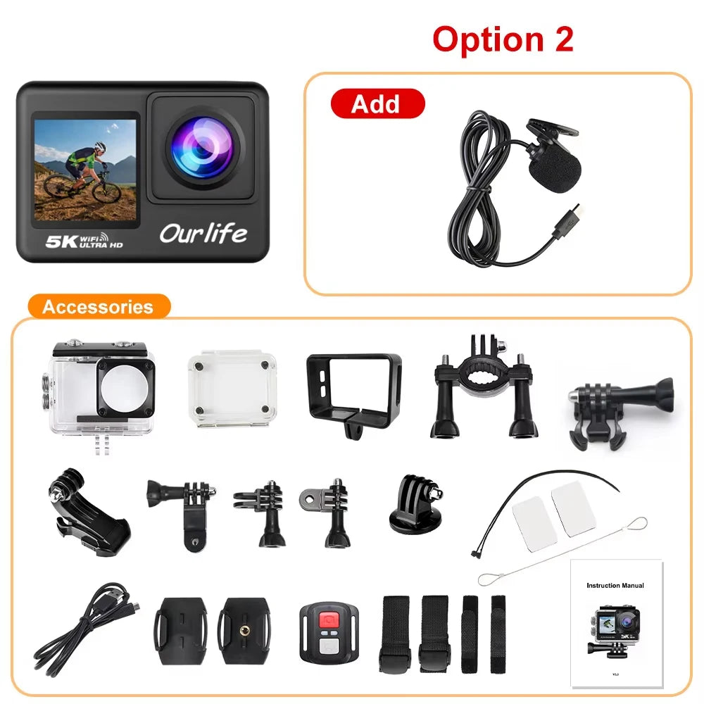 5K Action Camera 4K 60FPS Touch Screen WiFi 30M Waterproof