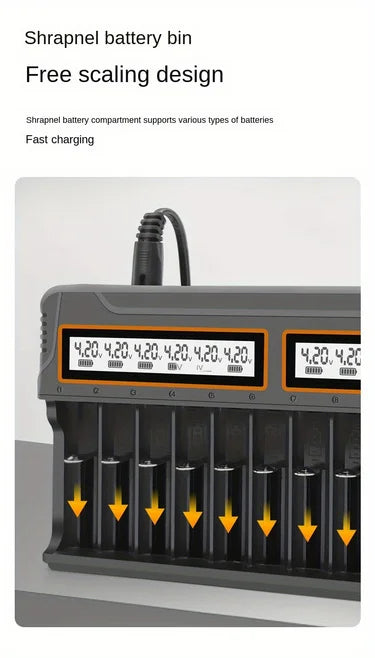 Universele batterijoplader met LCD voor 18650 AA AAA 12 sleuven