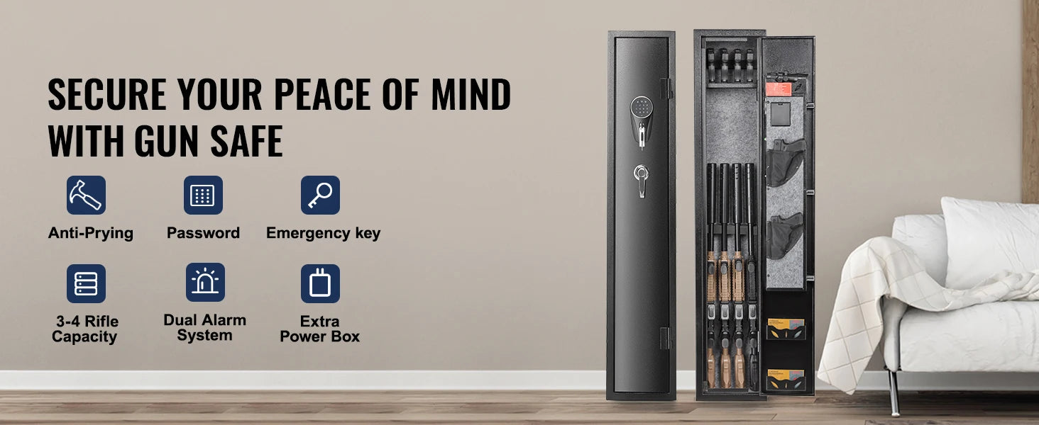 Rifle Gun Safe Cabinet with Digital Keypad or Fingerprint Lock