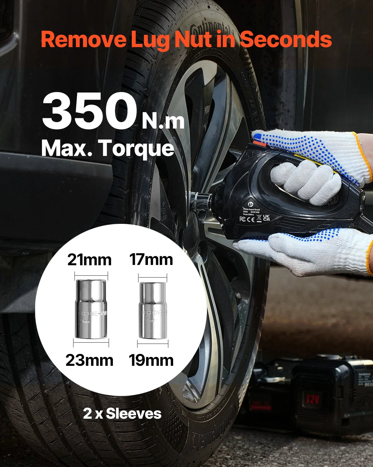 5T Electric Car Jack Kit with Impact Wrench, LED & Inflator