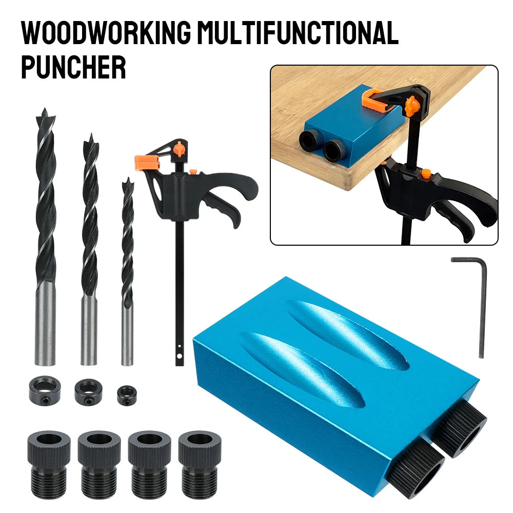 Kit per fori a tasca a 15° con guide da 6, 8 e 10 mm