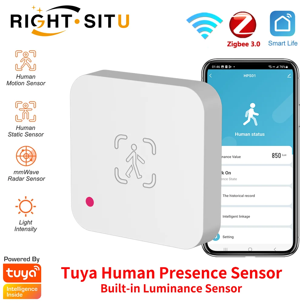 Tuya Zigbee WiFi Human Presence Sensor MmWave Radar Detector With Luminance Sensor For Smart Home Smart Life Replace PIR Sensor