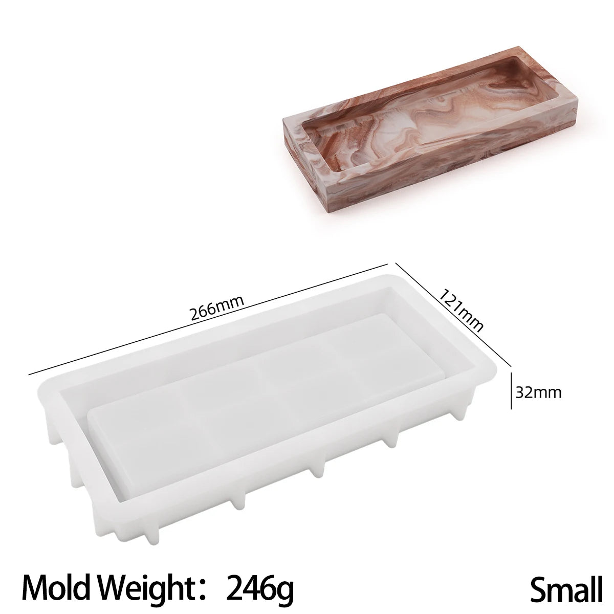Silikonform med rektangulär förvaringsbricka för gör-det-själv-underlägg, gjutformar för gips, harts och betong, smyckesfat och heminredning