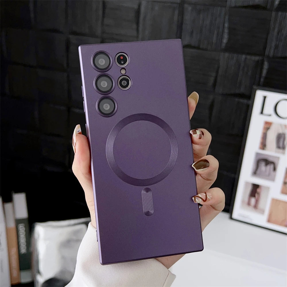 Premium Magnetic Case For Samsung S25 Edge S24 S23 S22 S21 S20 FE Plus Note 10 20 Ultra TPU Soft Wireless Chage Phone Cover