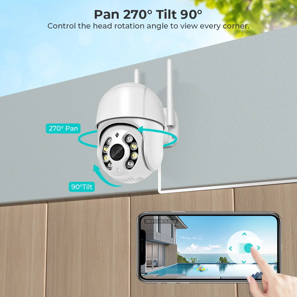 8MP 4K WiFi PTZ IP Camera with Auto Tracking and Two-Way Audio
