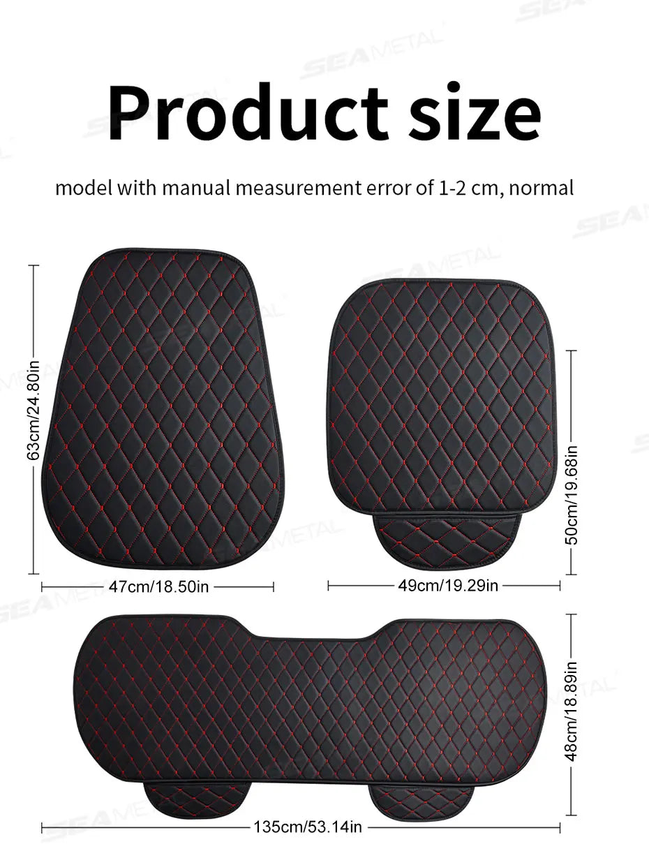 SEAMETAL Premium Car Seat Cushion Luxury Leather Anti Slip Seat Cover Breathable Anti Scratch Car Seat Protector for Sedan Suv