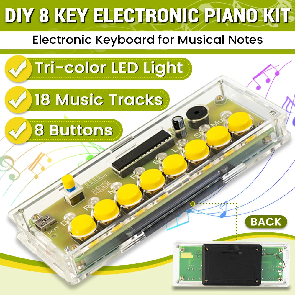 DIY Eight-Key Electronic Piano Soldering Kit