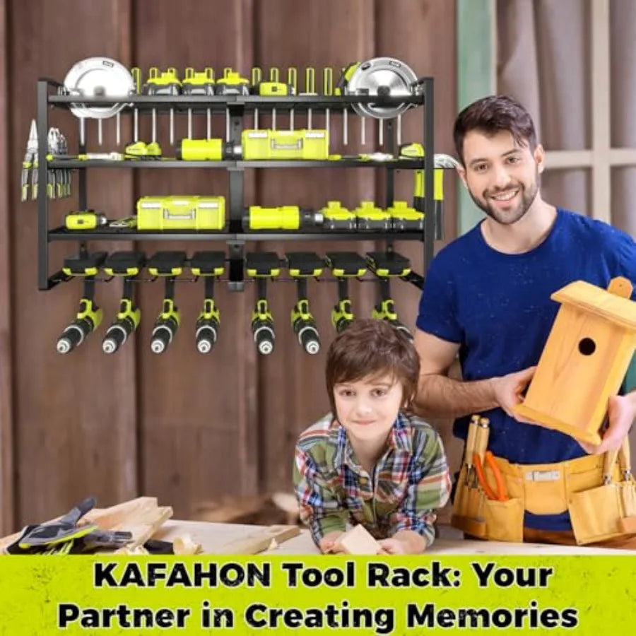 4-Layer Heavy Duty Wall-Mount Power Tool Organizer Rack