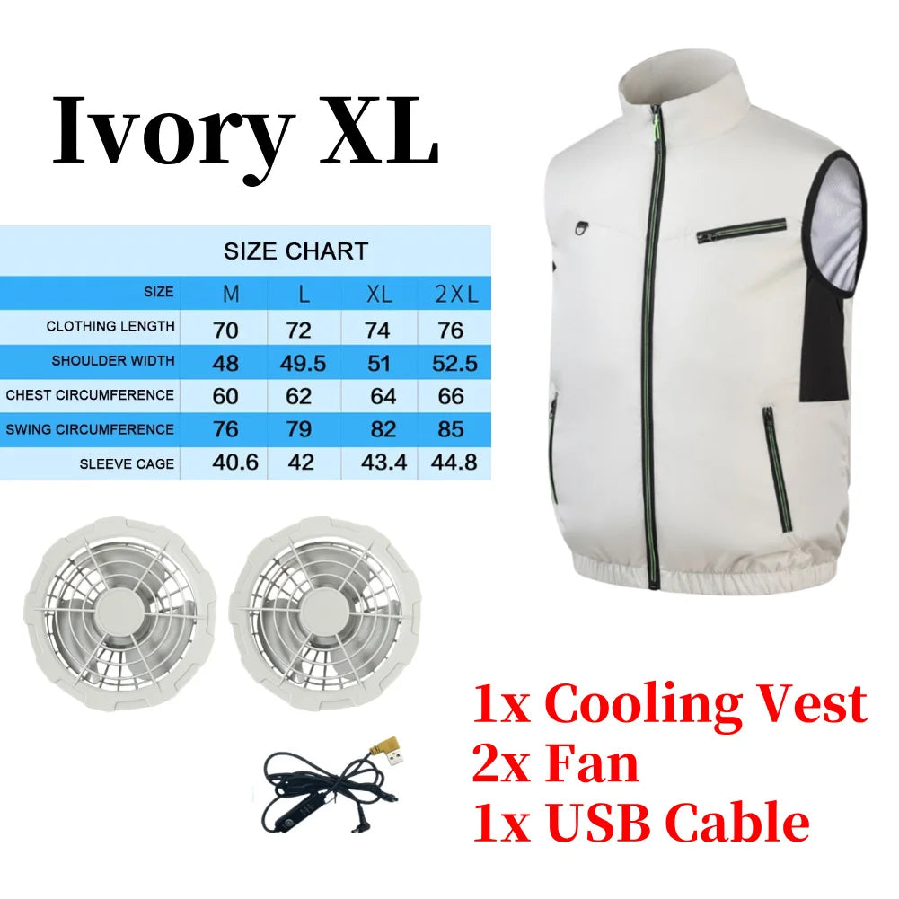 Cooling Vest Ice Fan Vest Heat Resistant for Summer Camping Fishing Hot Weather Work Fishing Vest Hiking Air-conditioned Clothes