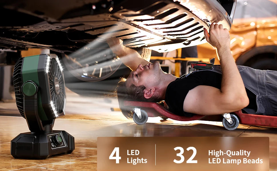 20000mAh Camping Fan with LED Lantern, Remote, 8 Speeds