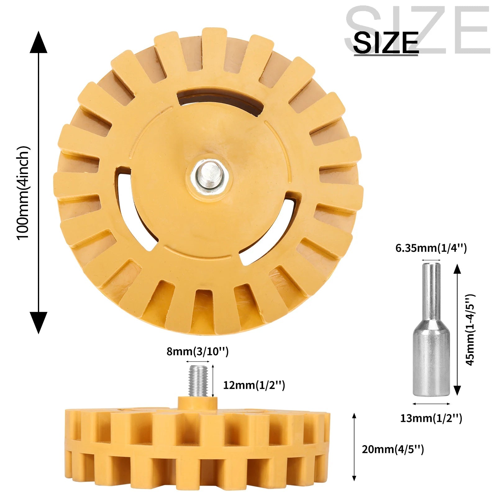 SIFANG Car Eraser Wheel Adhesive Remover Rubber Wheel, Smooth Power Drill Adapter, Paint Repair Rubber Vinyl Decals Removal Tool