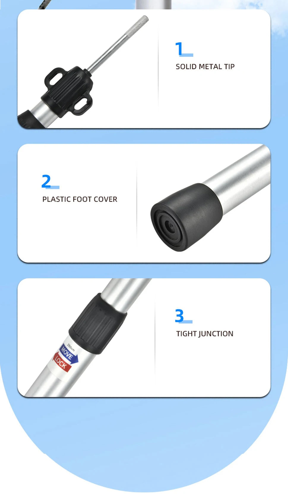 Adjustable Aluminum Camping Tarp Poles Set, 2 Pieces