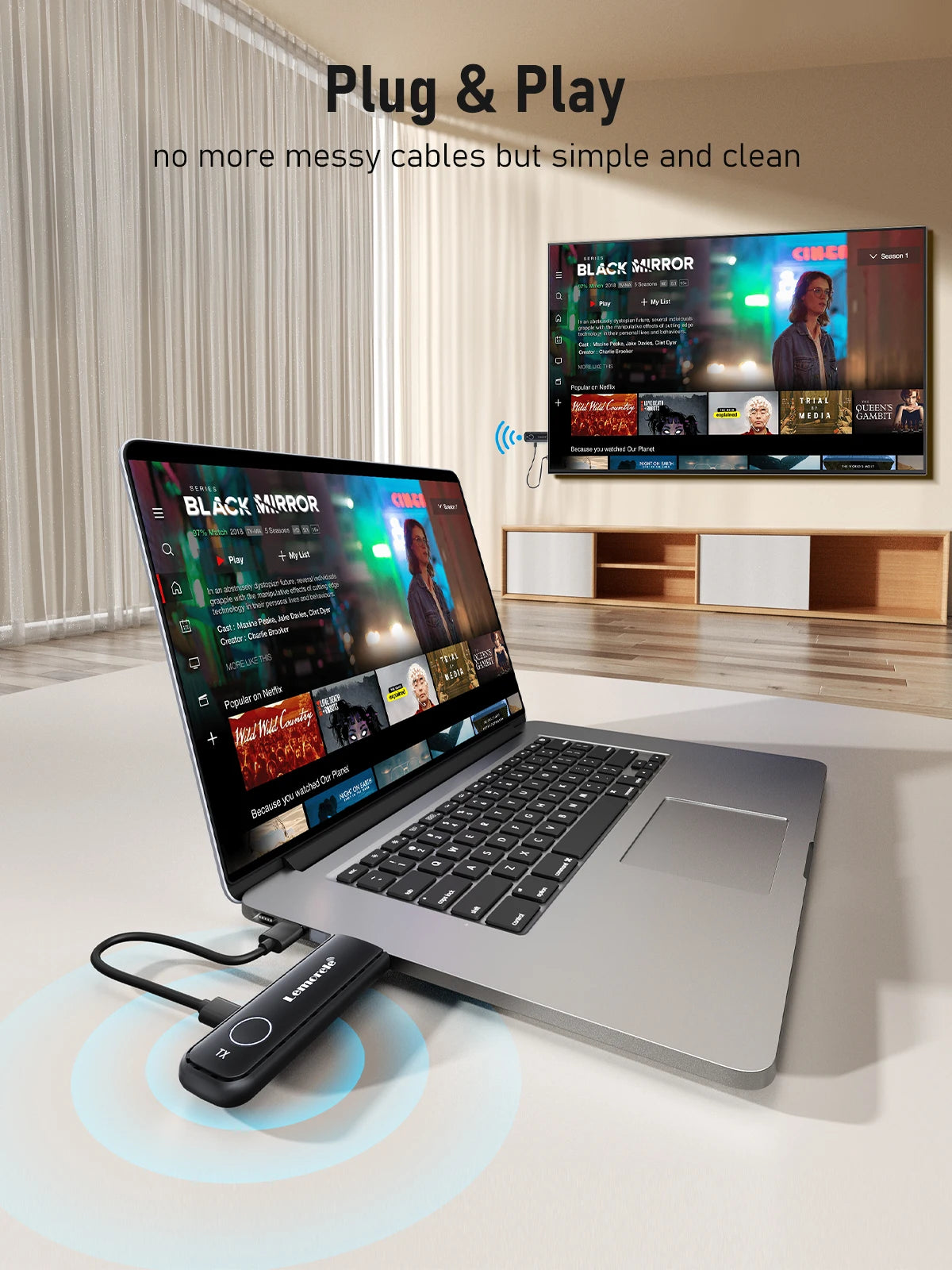50M Wireless HDMI Transmitter and Receiver 1080P Plug & Play