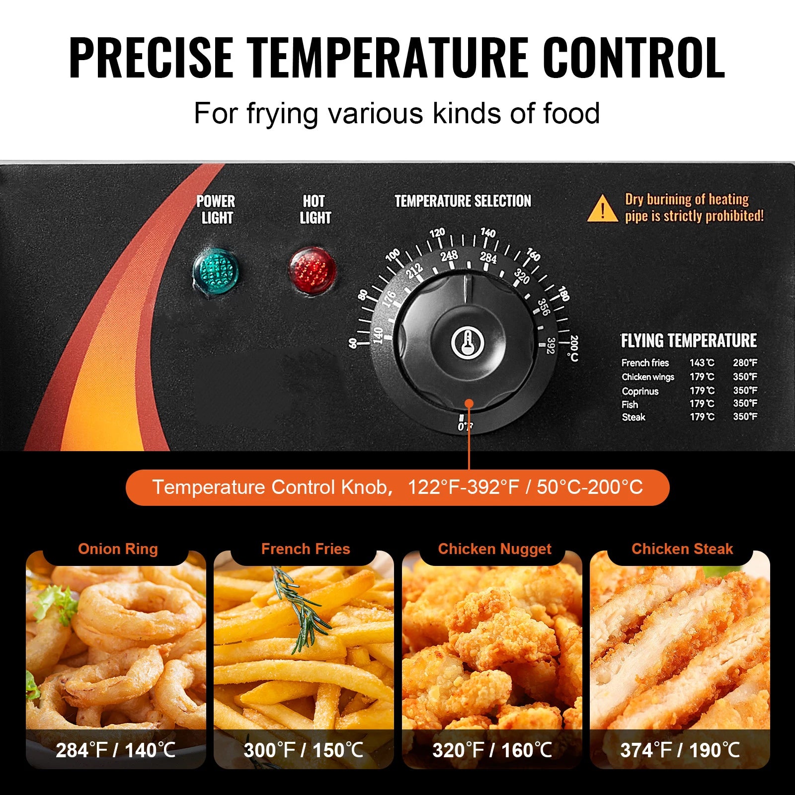 Freidora eléctrica de doble tanque de 12L con control de temperatura