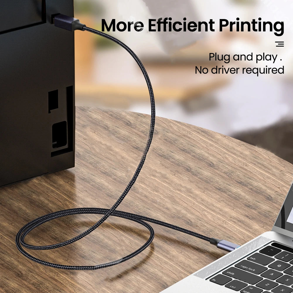 Skriverkabel fra USB-C eller USB-A til USB-B, 0.5–3 m