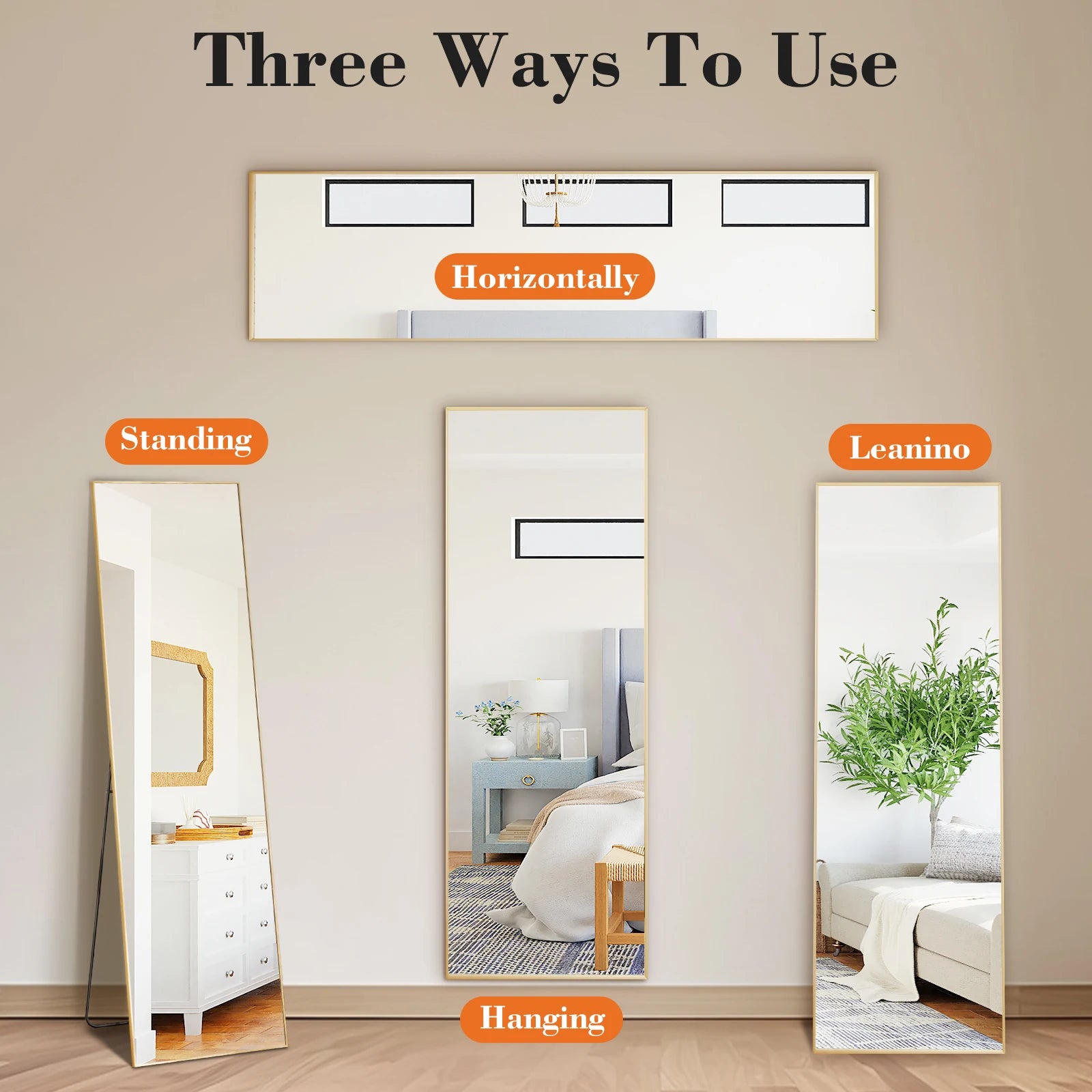 56x15 Full Length Mirror with Stand & Aluminum Frame