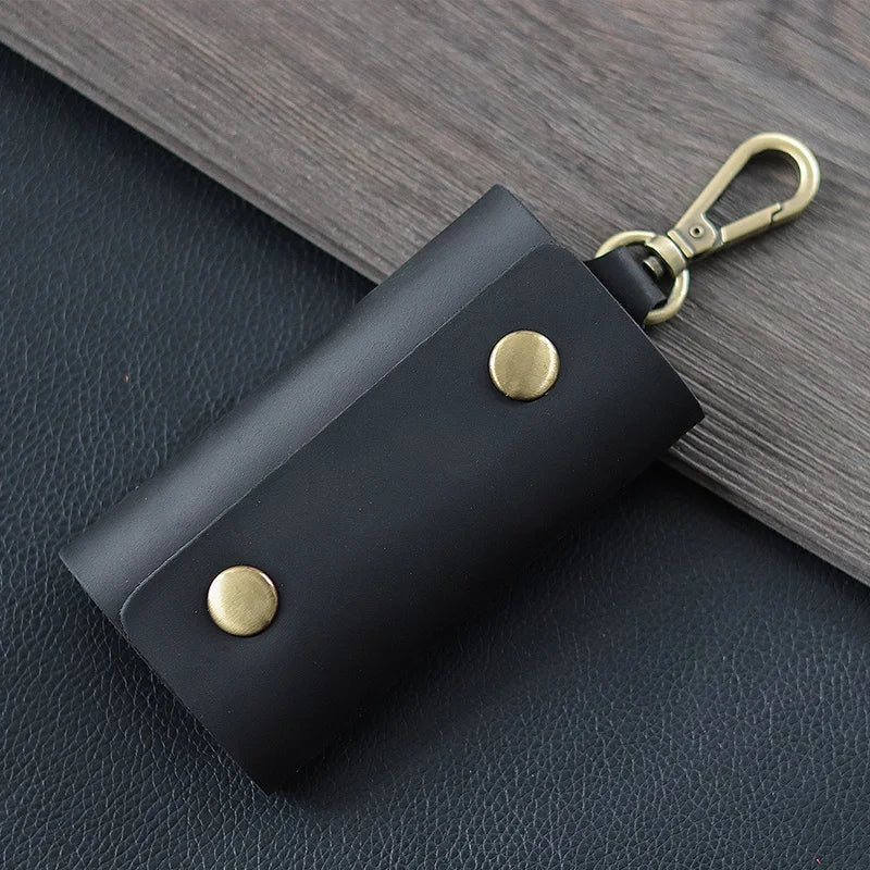 Handmade Genuine Leather Key Holder - Men's Organizer Pouch with Card Slot, Housekeeper Key Case & Wallet (Gift Ready)