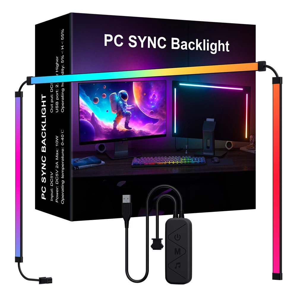 RGB Gaming Lights Strip Monitor Backlight LED Display Sync PC Atmosphere Screen APP Music Synchronization Decor Game Room Party