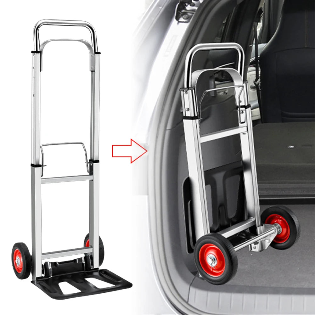 Folding Sack Truck Portable Dolly Cart Long Telescoping Handle Heavy Duty Barrow Cart Non-Slip for Moving and Travel