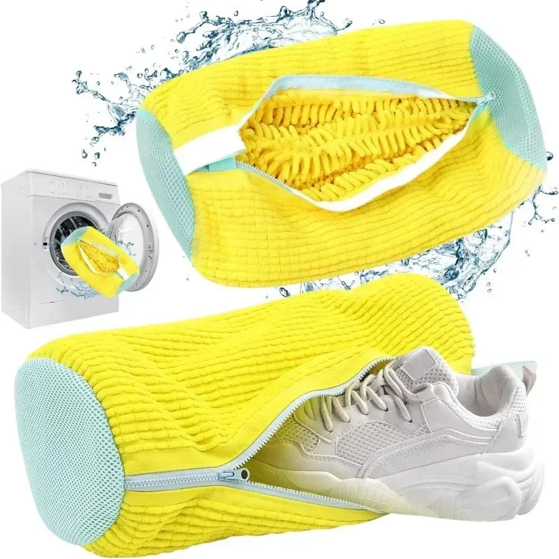 Machine Washable Shoe Washing & Drying Bag with Soft Fiber - Durable Polyester Laundry Protector for Shoes Adjustable Strap