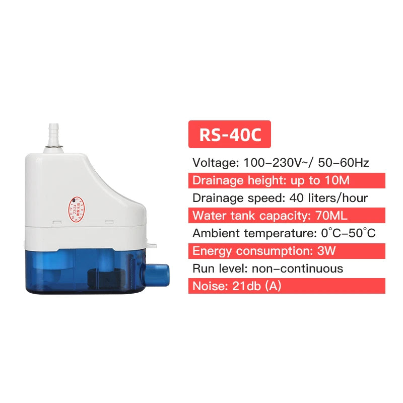 220V 24L/H 40L/H Automatic Ultra-quiet Condensate Pump RS-24C/40C Condensate Lift Pumps 1-3P On-hook Air Conditioner Drainage