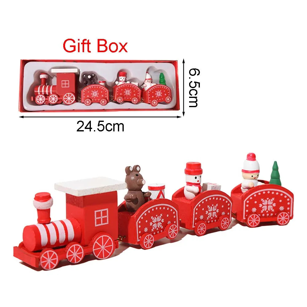 Christmas Wood Train Decoration,Christmas Ornaments With Moving Train,Home Noel,Happy New Year 2025 Gifts