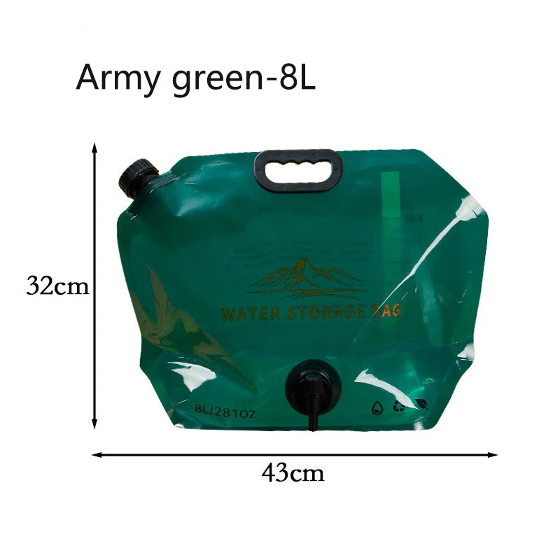 Portable Water Storage Bag Folding Outdoor Sports Camping Large-capacity Mountain Climbing Faucet Plastic Water Bag
