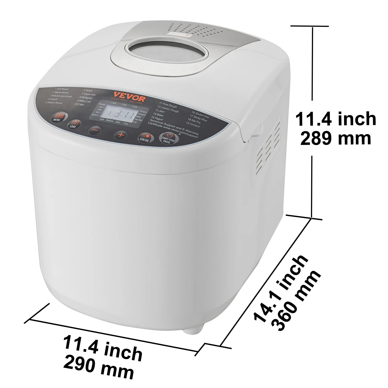 15-in-1 Automatic Bread Maker with Gluten-Free Setting & Timer