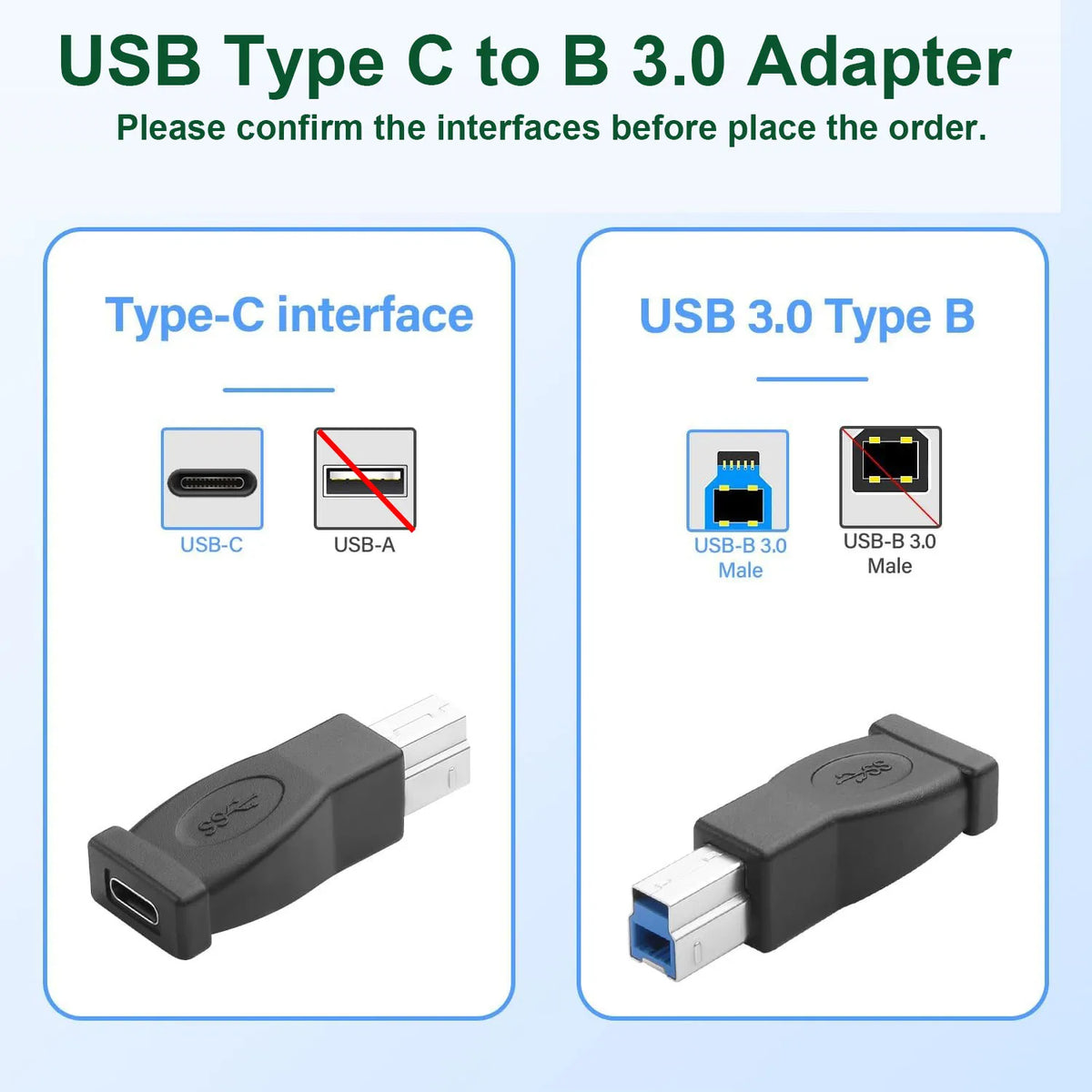 USB-C Female to USB 3.0 Type-B Male Adapter