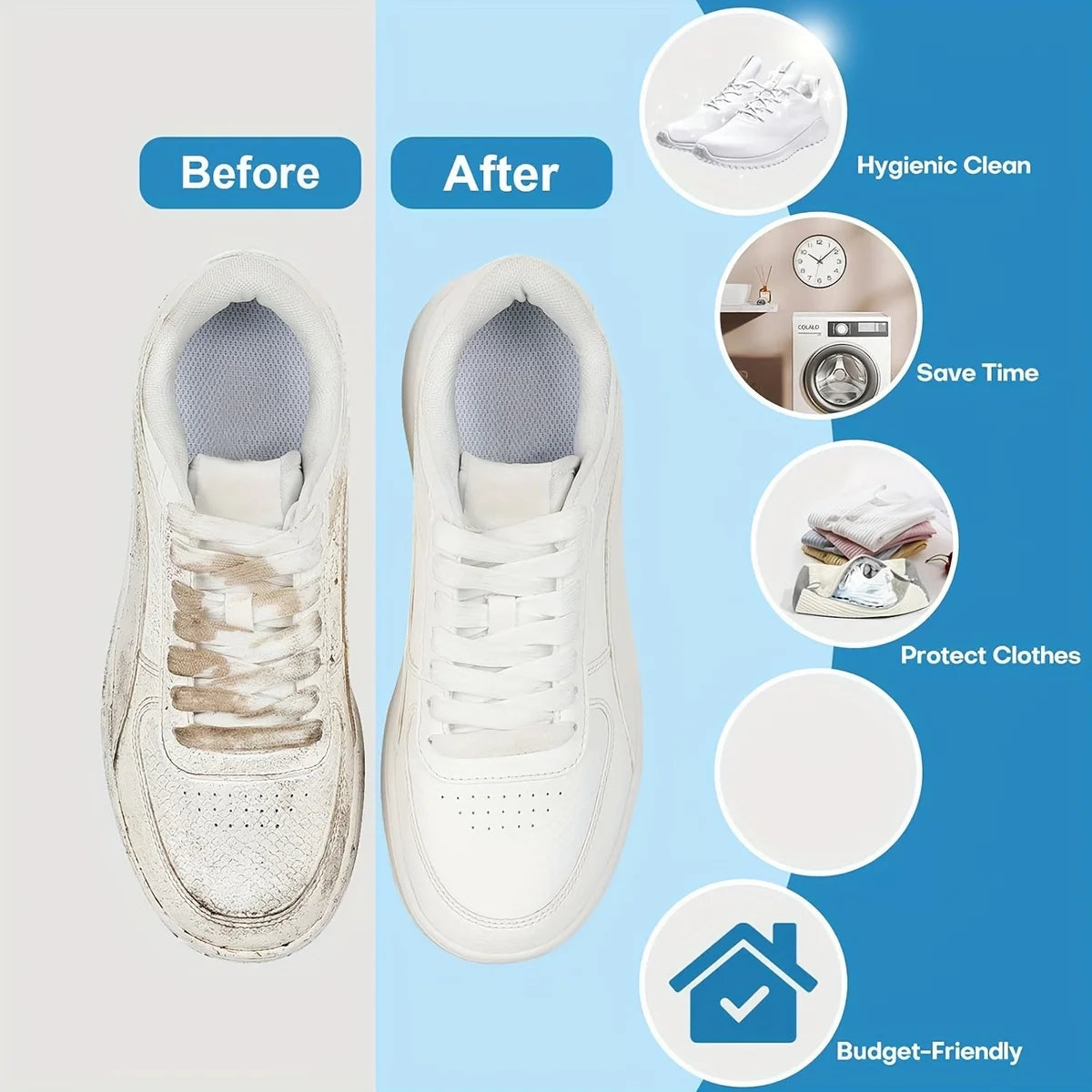 Fluffy Fiber 360° Surround Cleaning Shoe Washing Bag - Reusable Durable Machine-Washable Laundry Bag with Zipper Closure(1pc)