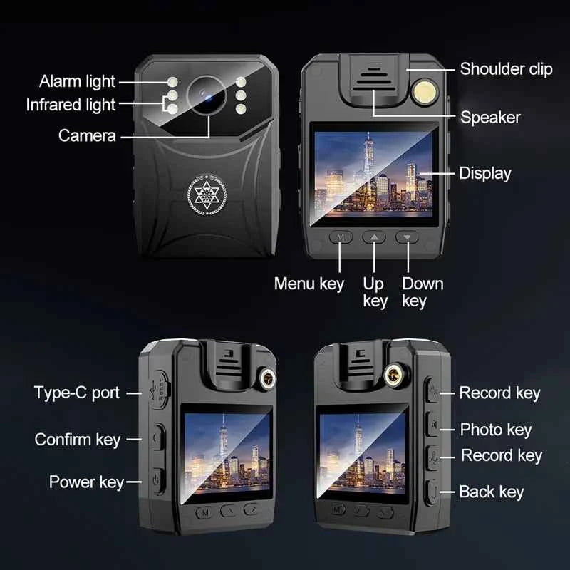 Portable Body Camera with 2-Inch Screen and Recording Options