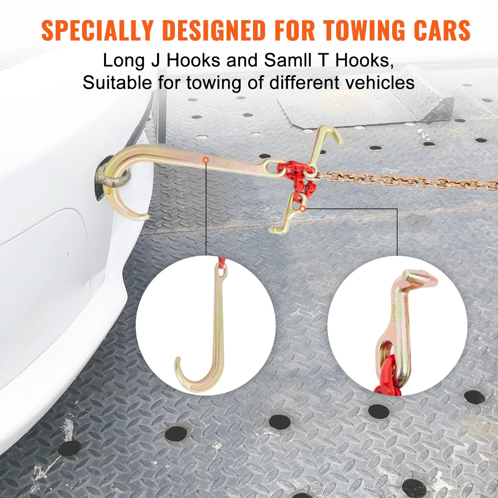 Grade 80 V-Chain Tow Bridle 5/16'' x 3' with Hooks & Shackle