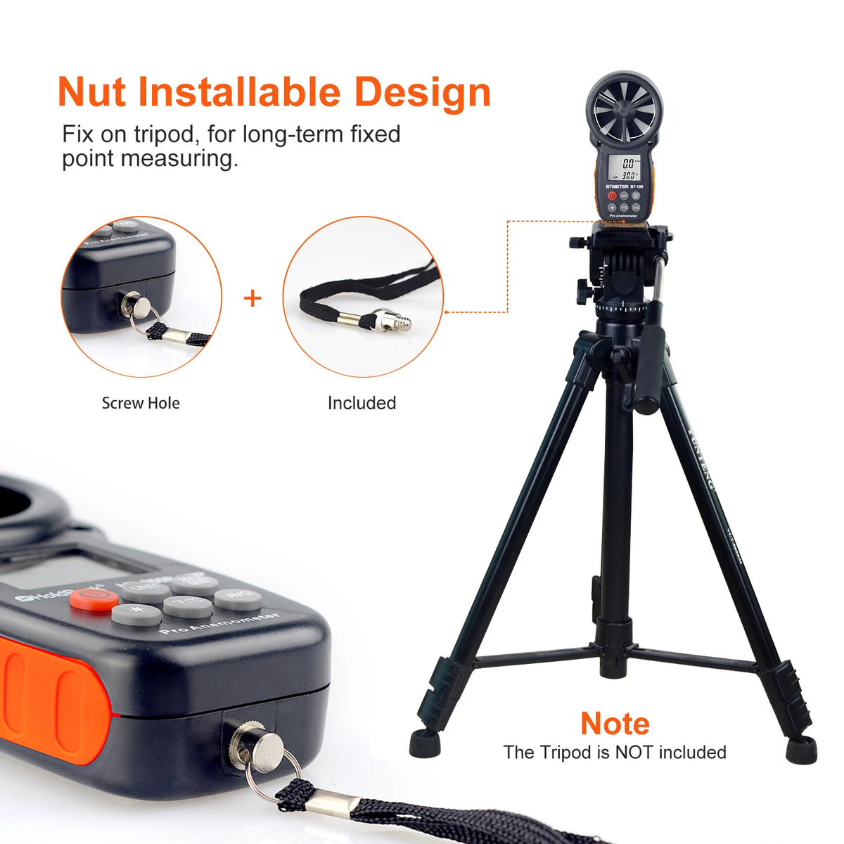 BTMETER Anemometer 0.3-30m/s -10~45℃ 5 Units MAX/MIN/AVG Wind Chill LCD Backlight Auto Off Low Battery Indicator HVAC Tool