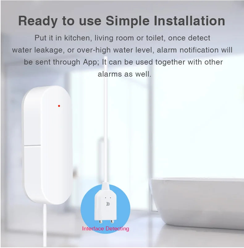 Ewelink Zigbee3.0 Water Sensor Alarm Water Leak Detector Flood Alert Overflow Security Alarm System Works With Zigbee Gateway