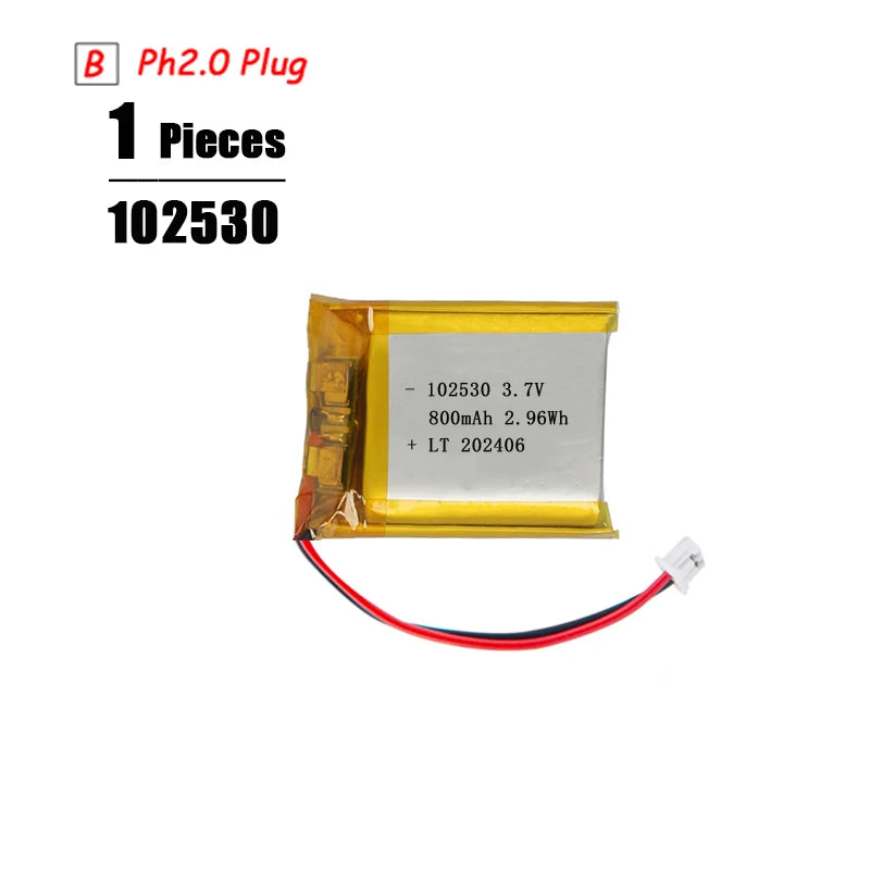 3.7V Lipo Battery Ph2.0 Plug Rechargeable Lithium Battery 3.7V For PS4 Humidifiers GPS Navigation Bluetooth Speaker MP3 MP4