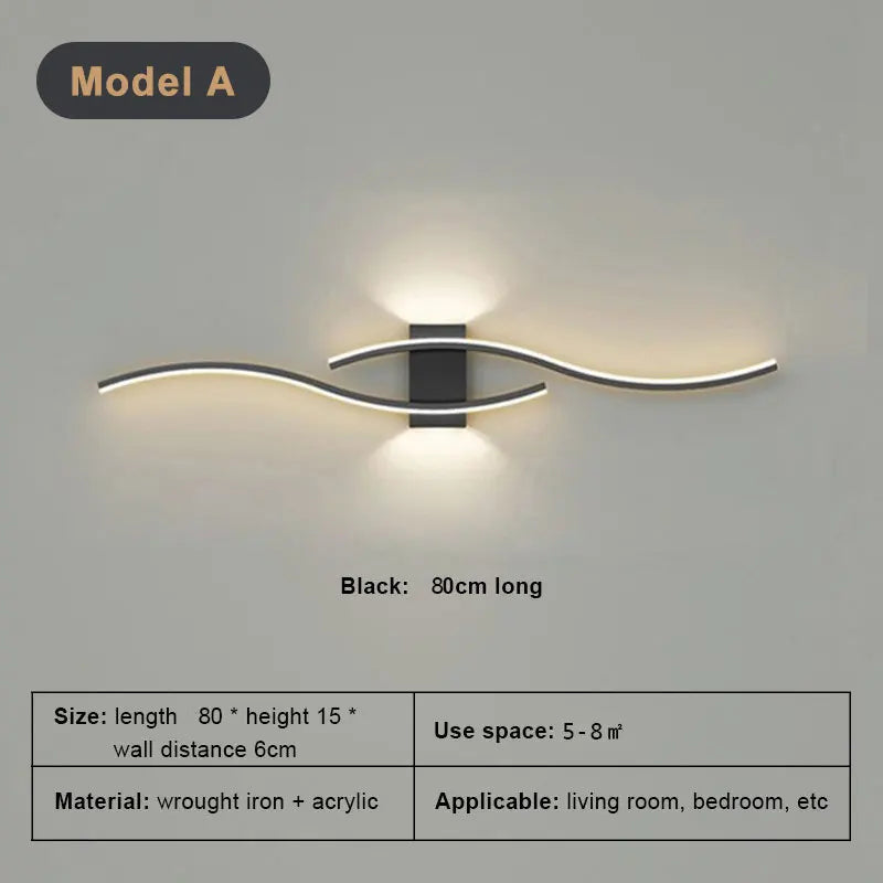 Slank LED-vegglampe, 60 eller 80 cm