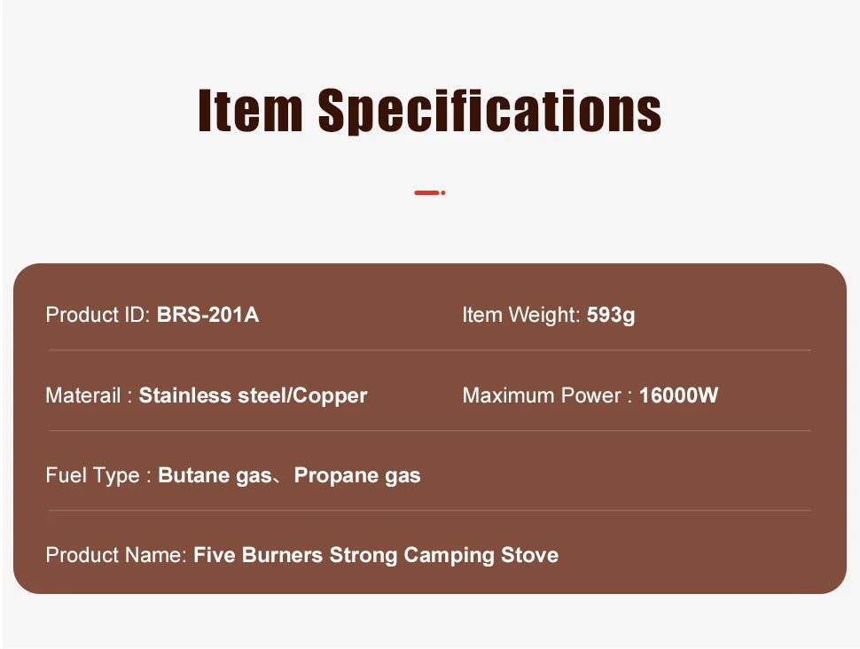 Portable Camping Gas Stove 16000W with Piezo Ignition