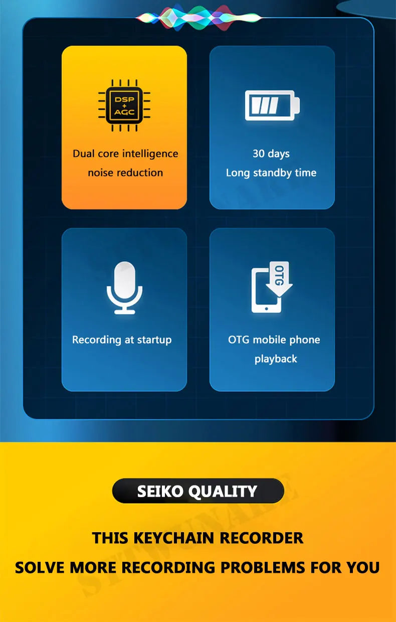 Mini Voice Activated Recorder Digital Audio Recording Keychain Device Wearable Sound Professional Micro Dictaphone STTWUNAKE