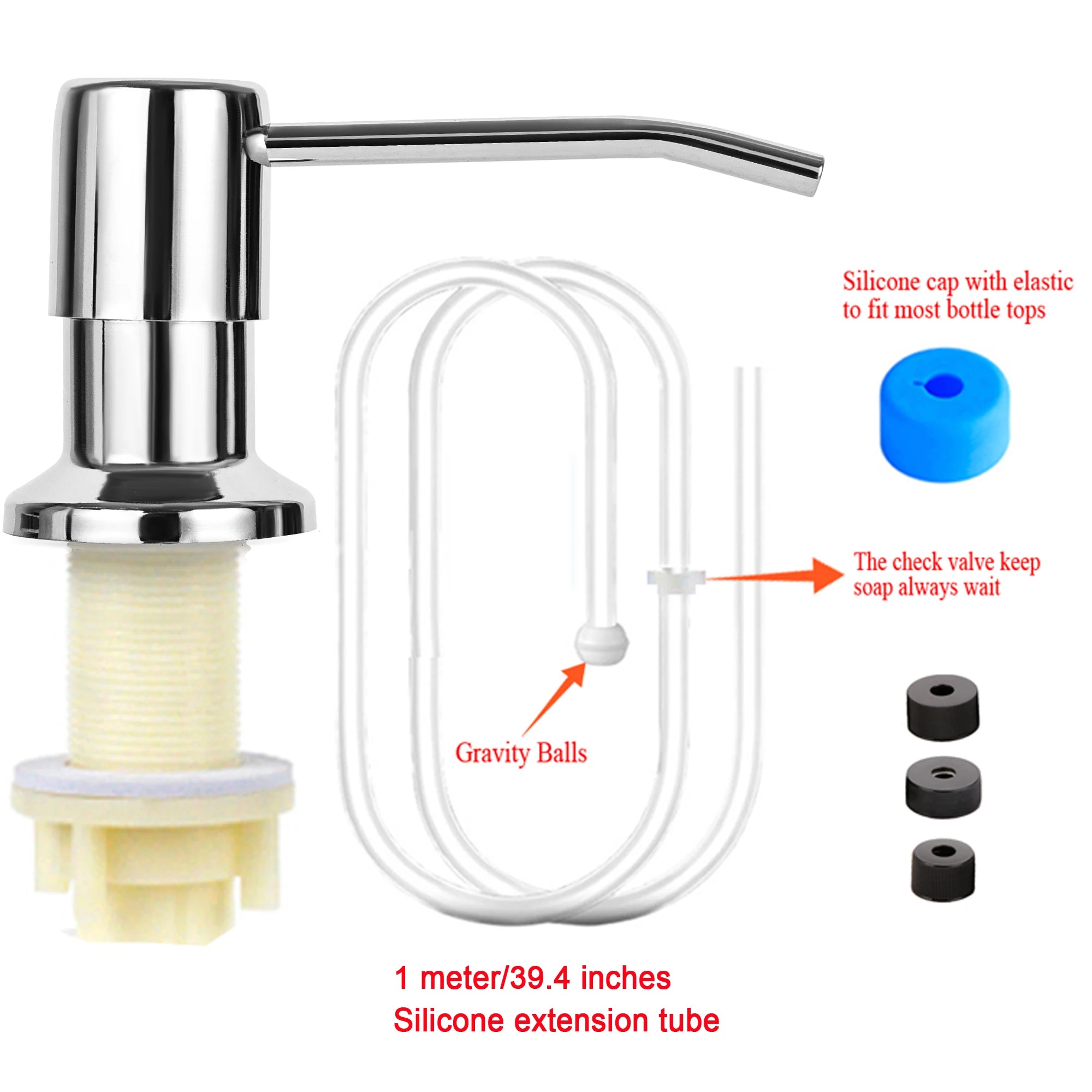Soap Dispenser for Kitchen Sink, Kichen Sink Soap Dispenser,Extension Tube kit, Under Sink Soap Dispenser Pump, No Need More Ref