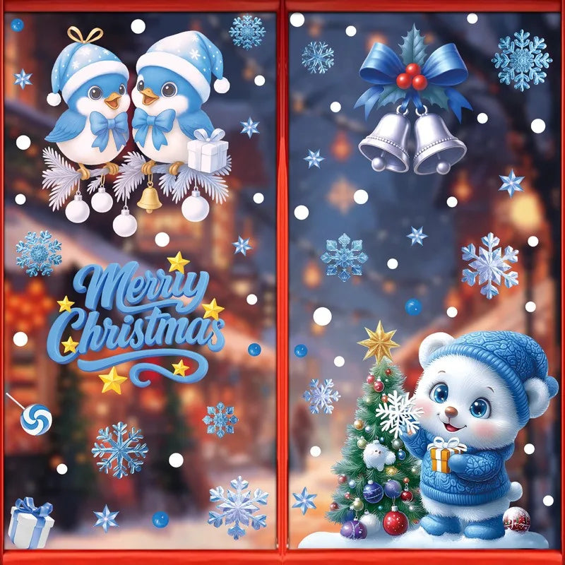 Christmas Window Stickers – Snowman & Santa Decor ❄️
