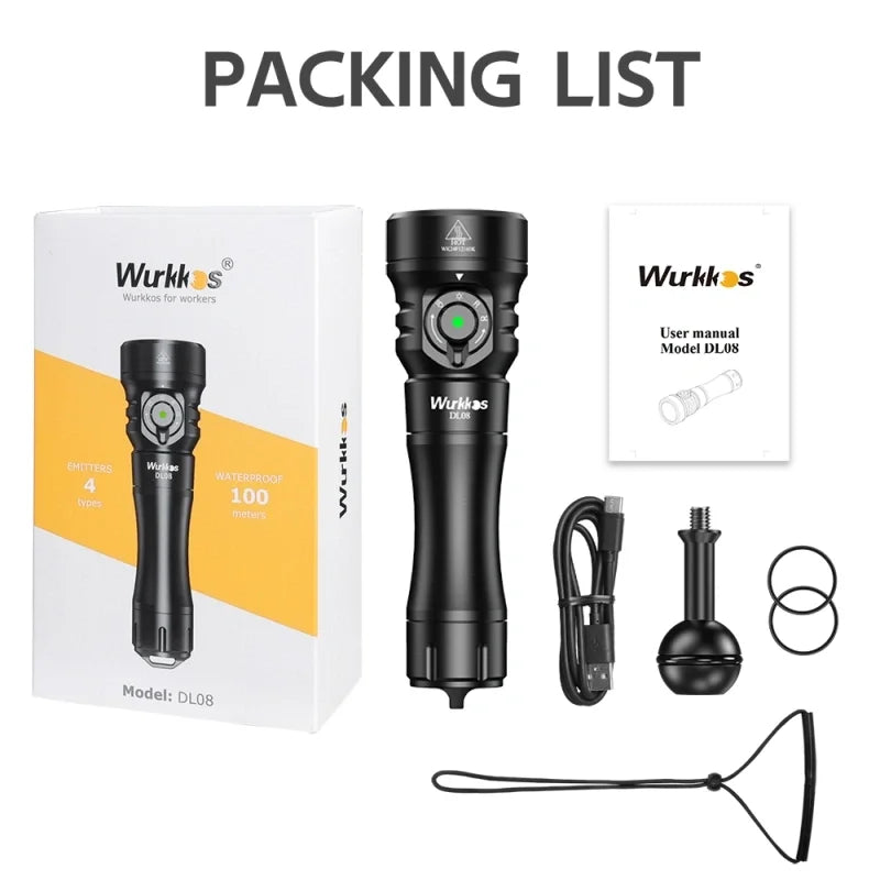 DL08 Rechargeable Dive Light with Red and UV Modes