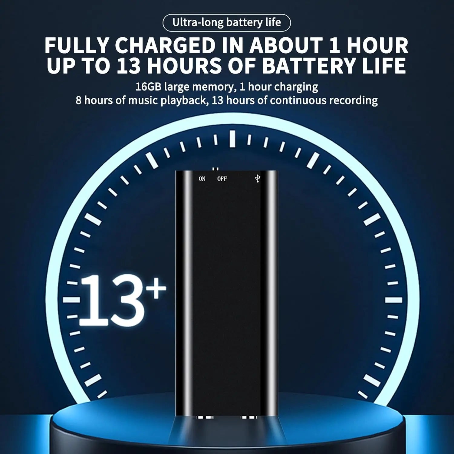 Ultra-Slim Mini Voice Recorder with 16GB Storage and MP3 Playback