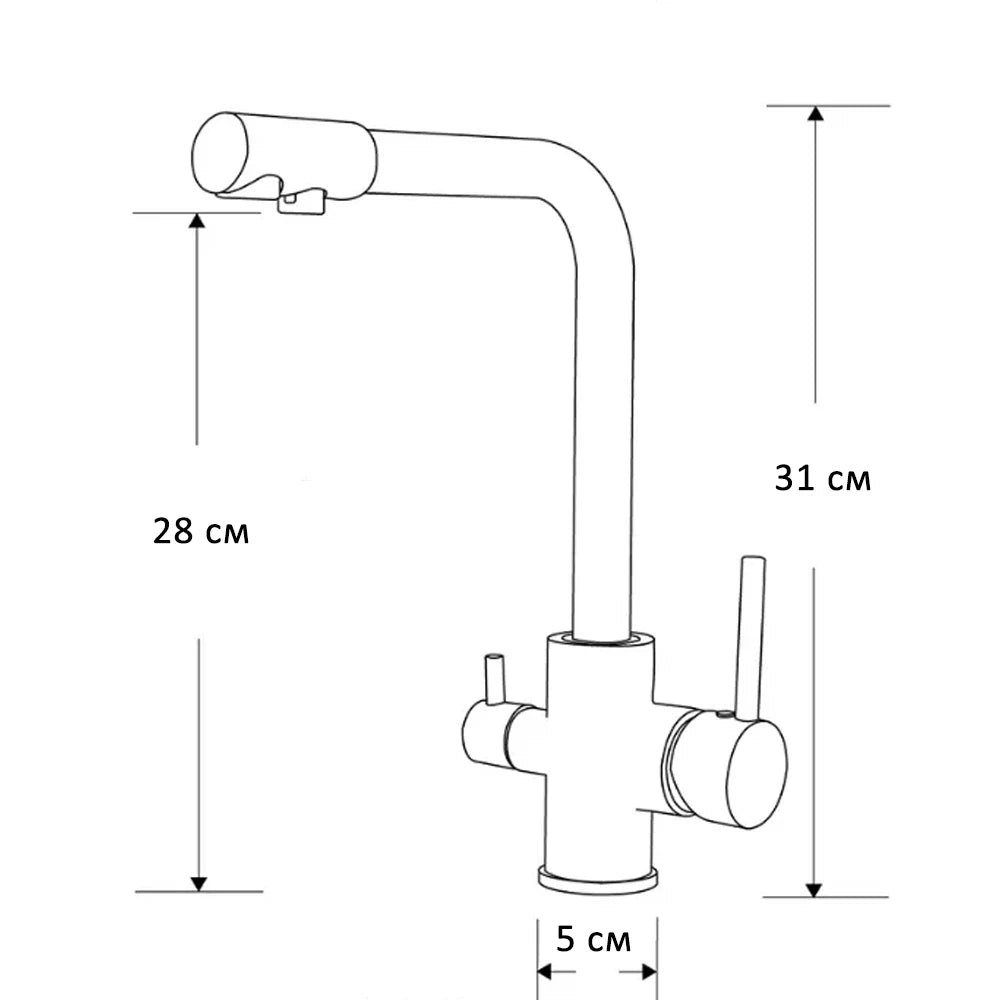 Robinet d'évier de cuisine filtré avec bec pour eau potable