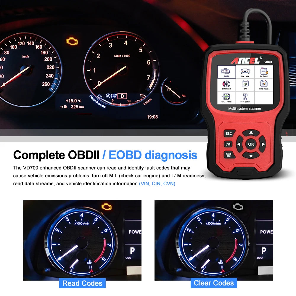 ANCEL VD700 VAG Araçları için Profesyonel OBD2 Tarayıcı