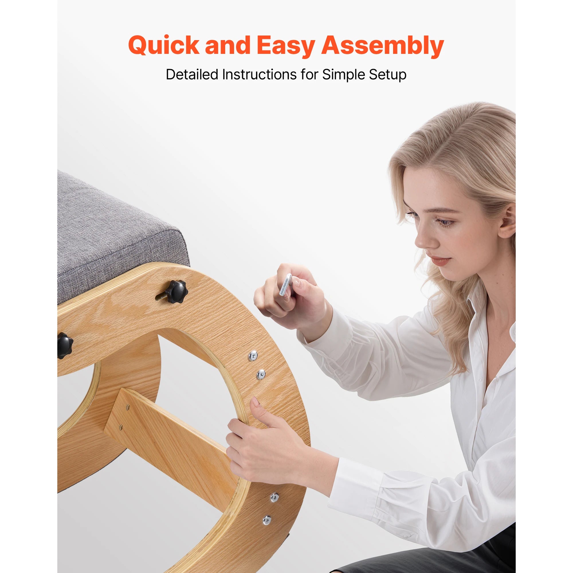 Sedia Ergonomica a Ginocchio con Struttura in Legno e Cuscini Spessi