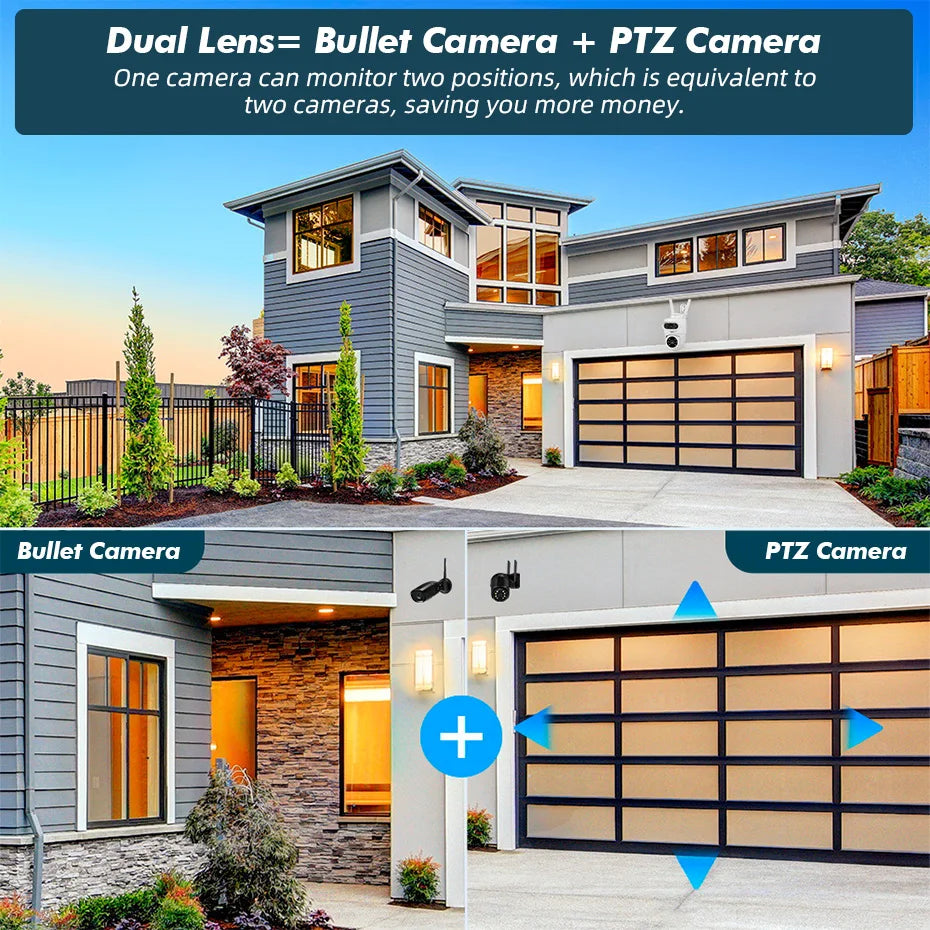 Outdoor 10MP 5K HD Dual Lens WiFi PTZ Security Camera
