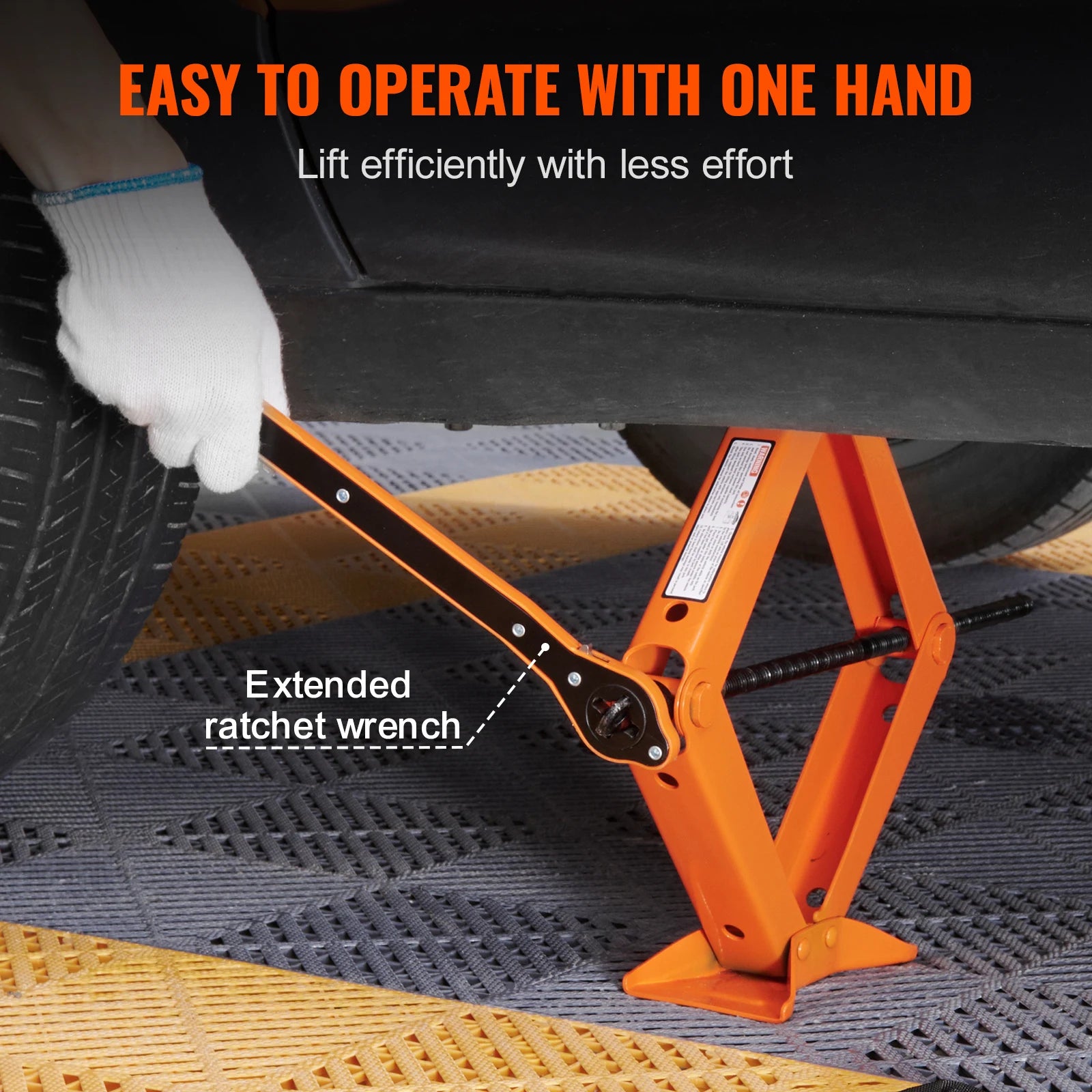 Kit cric a forbice da 2,5 ton con intervallo di sollevamento da 3,7 a 17,1"