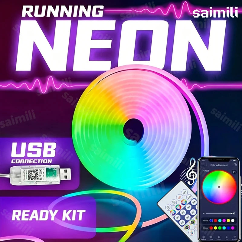 Tira de luz estilo neón RGBIC USB de 5 V