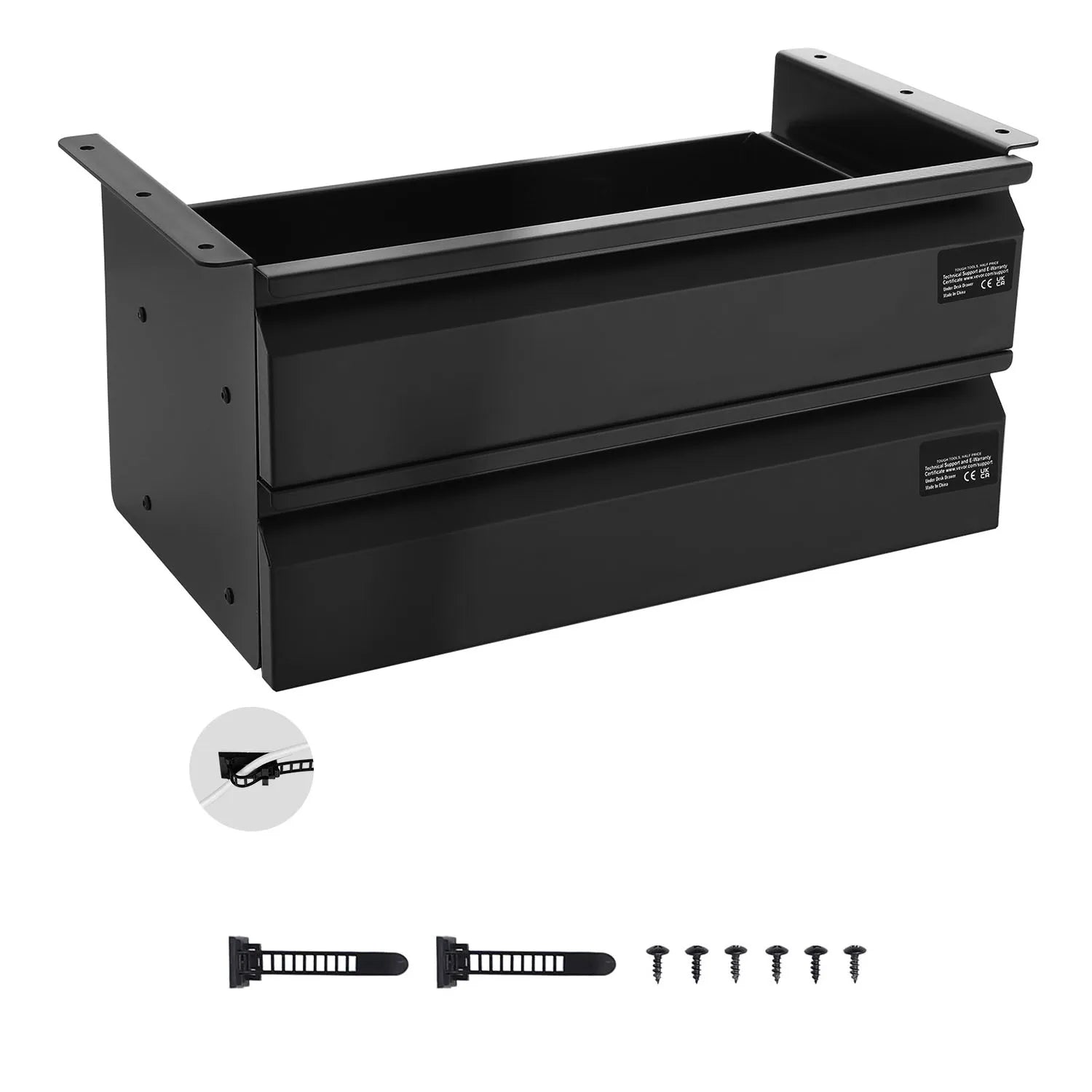 2-Tier Under Desk Drawer Organizer 16" Pull-Out Storage